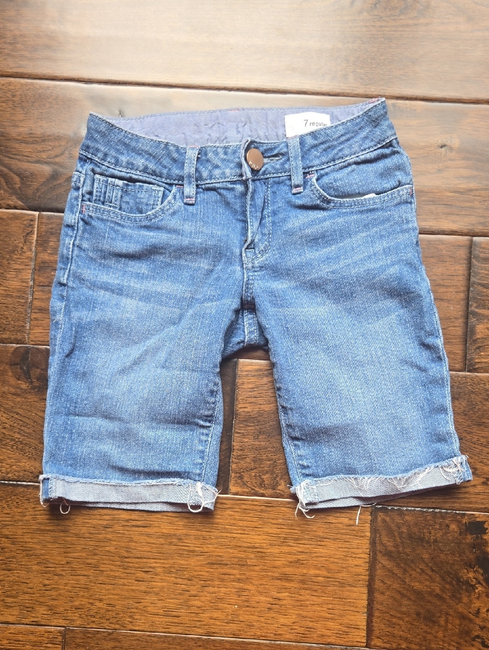 GAP Kids 1969 Cuffed Frayed Denim Bermuda Shorts